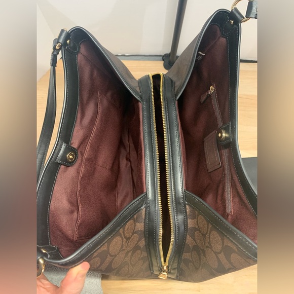 Coach Kristy Signature Brown with Black Trim Shoulder Bag/Tote NWOT - Picture 9 of 13